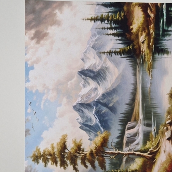 4x4 Majestic Spring Snowy Landscape Oil Painting Art Print - Picture 3 of 7